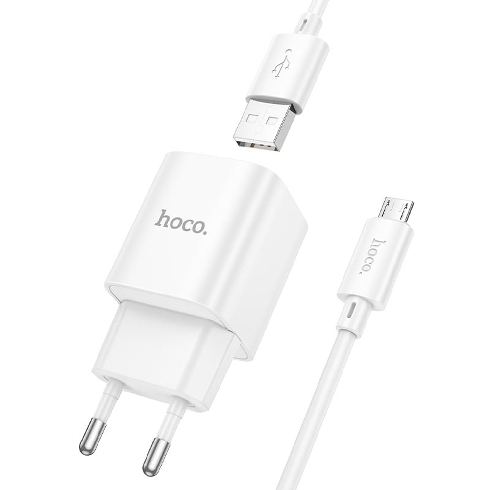 Cargador Hoco C145A QC30 USB+CABLE MICRO USB - White