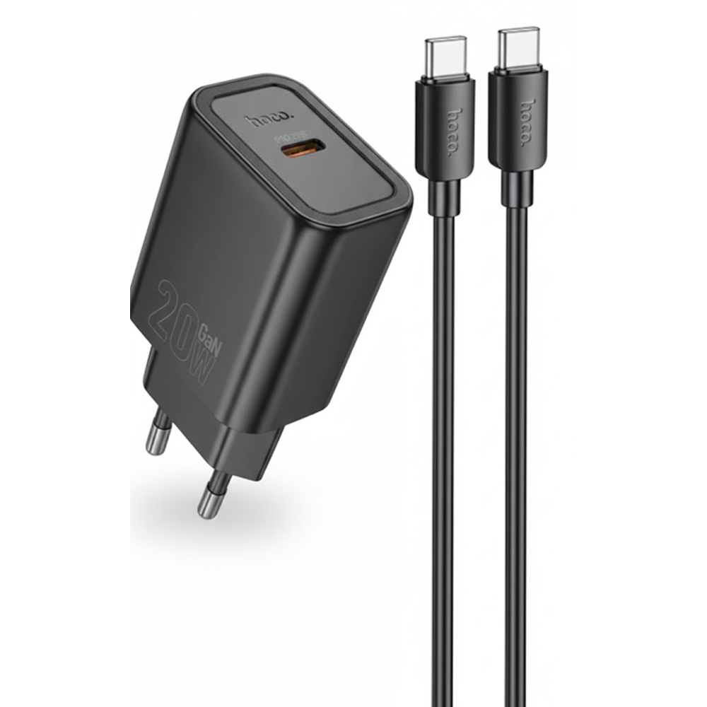Cargador Hoco N60 20W+CABLE USB-C A USB-C - Black