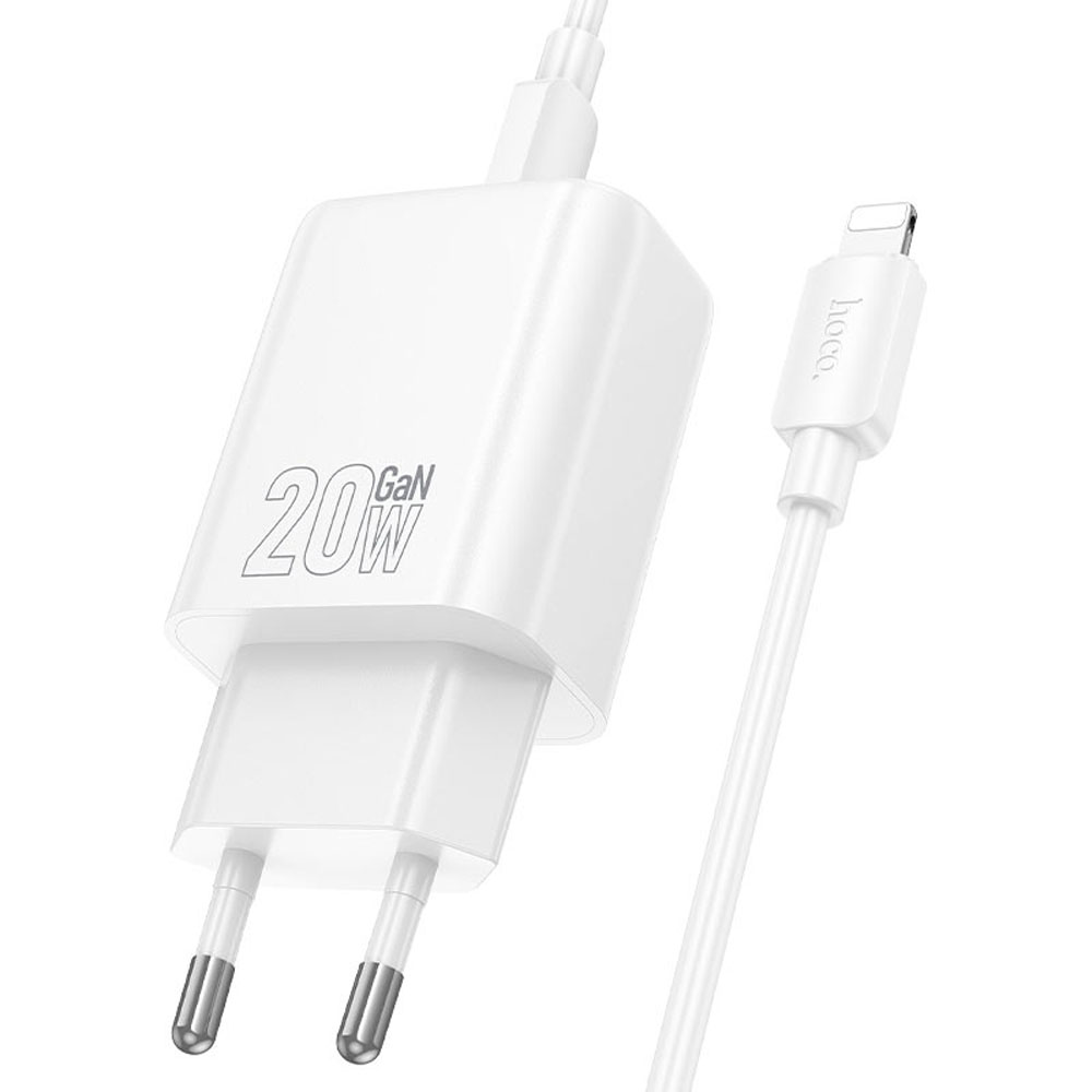 Cargador Hoco N60 20W+Cable USB-C a Lightning - White
