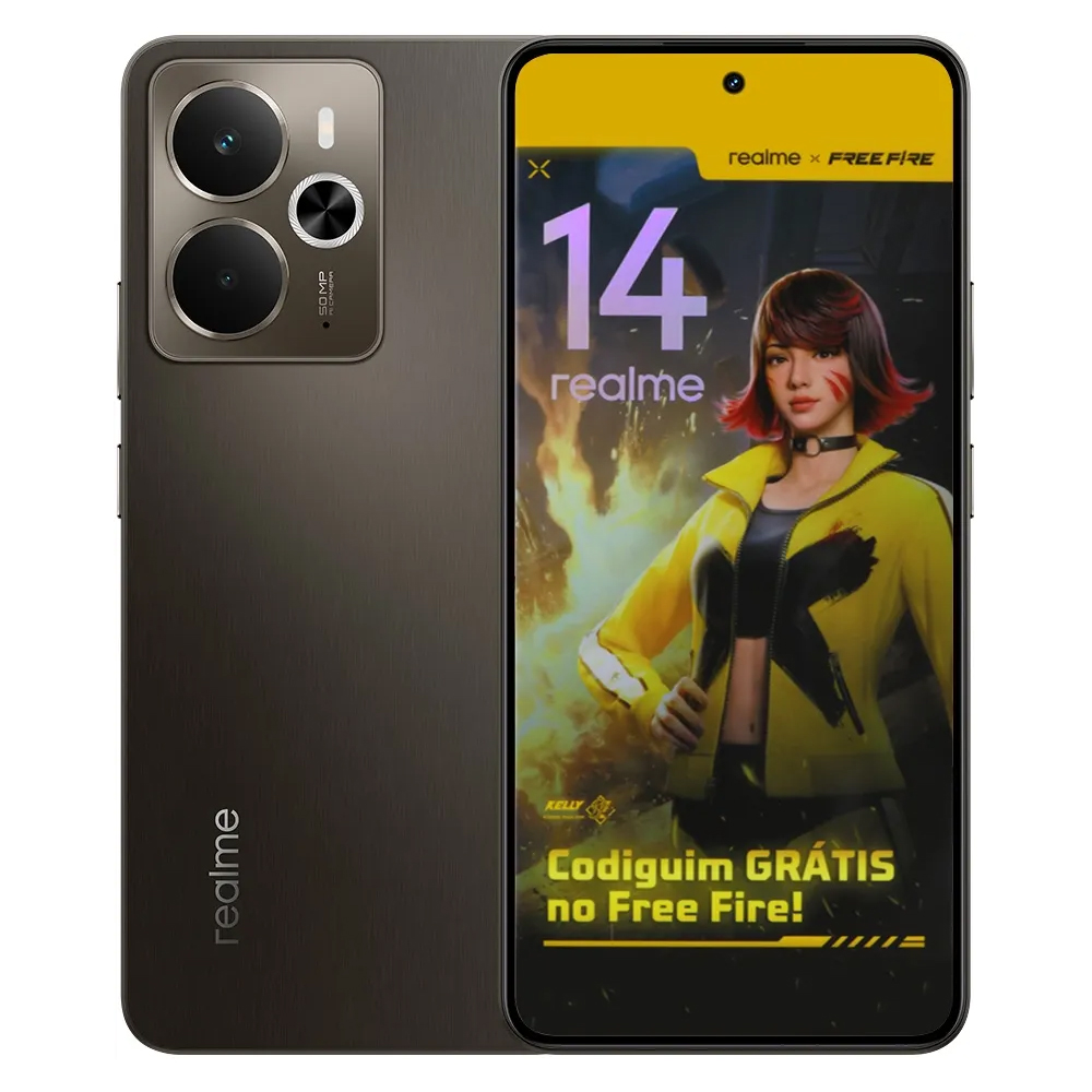 Smartphone Realme 14 RMX5070 5G 6.7" DS NFC 12/256GB- Storm Titanium (Anatel)