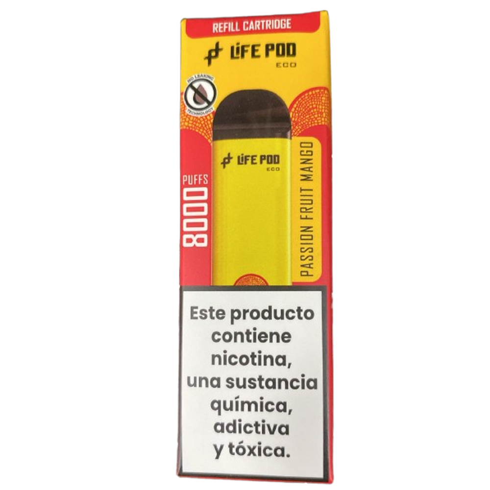 Vaper Desechable Life Pod Eco Pro Cartridge 8000 Puffs- Passion Fruit Mango