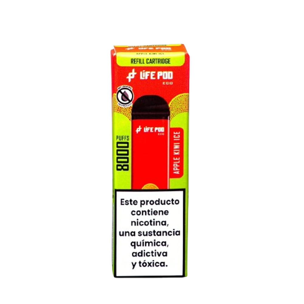 Vaper Desechable Life Pod Eco Pro Cartridge 8000 Puffs- Apple Kiwi Ice