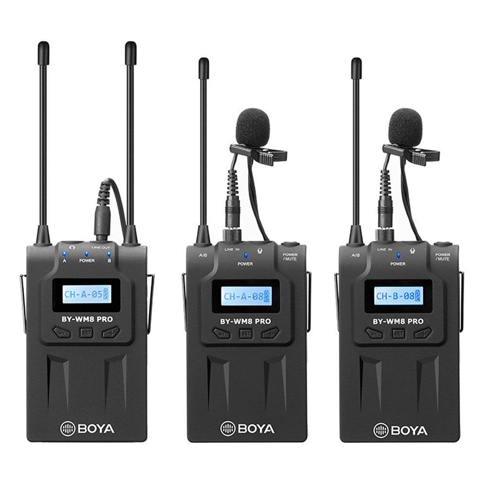 Micrófono Boya BY-WM8 PRO-K2 Wireless Lapella Cámara (2TX+1RX)