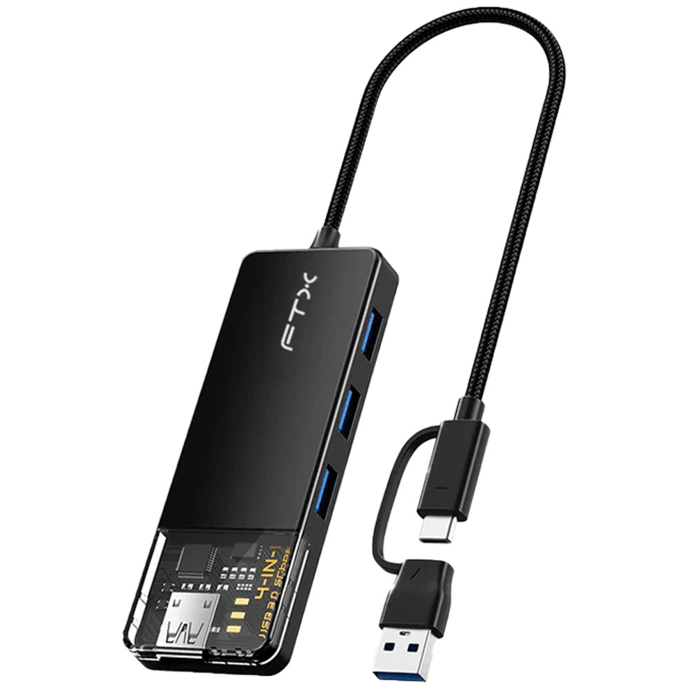 Hub FTX-HUBT3-PB 4 Puertos USB-C 3.0/USB-A - Negro
