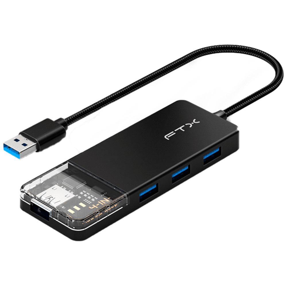 Hub FTX-HUBT1-PB 4 Puertos USB-A 3.0 - Negro