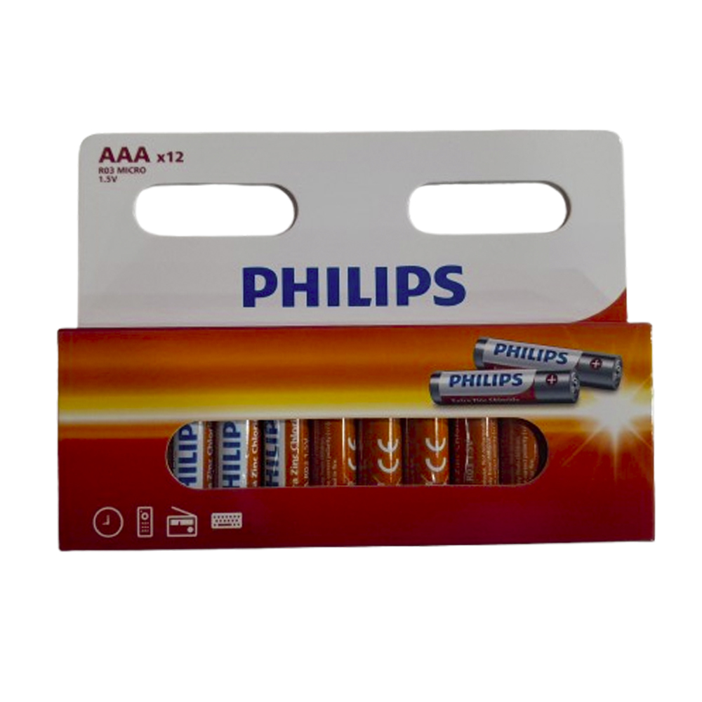 Pila Philips R03L12B/70 450 AAA 12 Piezas - Yellow