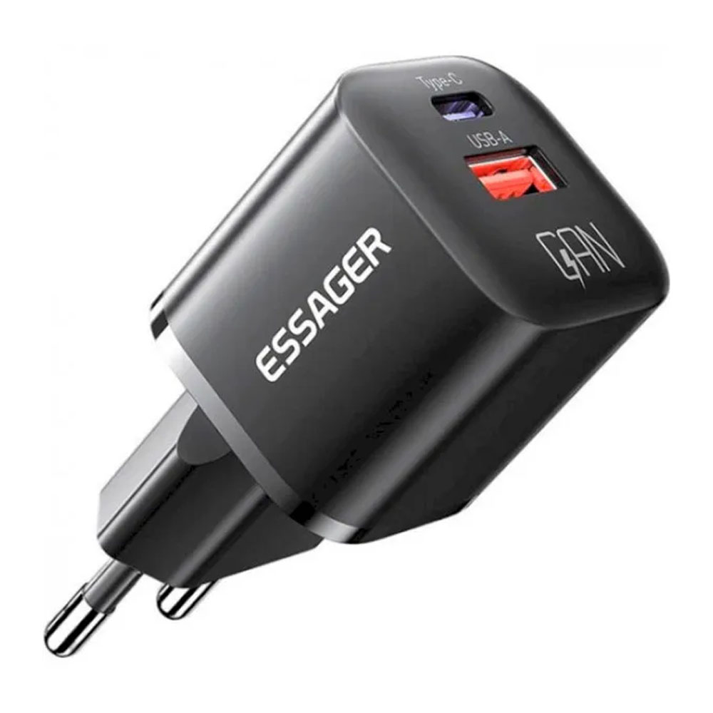 Cargador Fuente Essager ECTAC-HMB01-P USB/USB-C 20W - Black