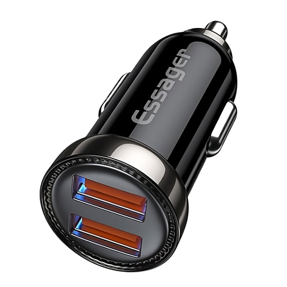 Cargador Vehicular Essager ECC2Q-WL0A Dual USB 18W - Black