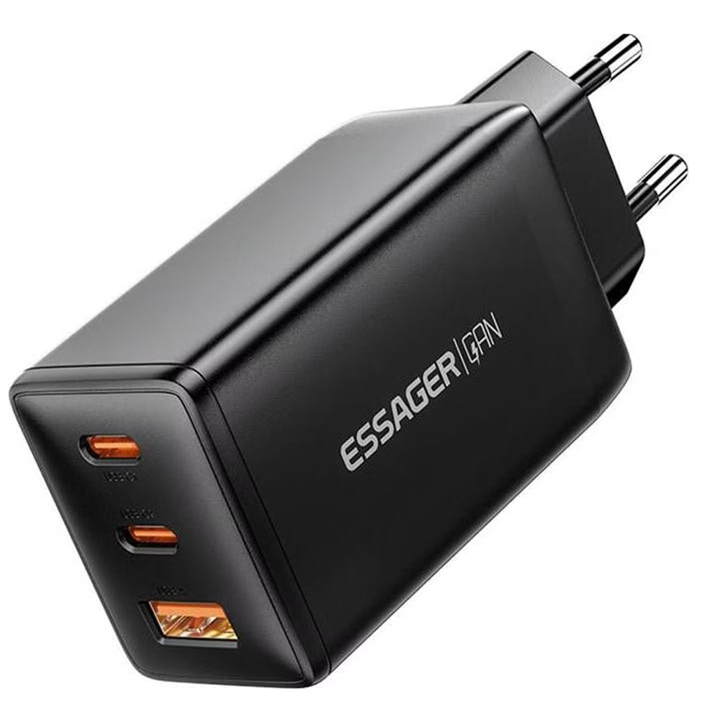Cargador Essager ECTAC-DYB01-Z USB-A + 2 Tipos de USB-C - Black