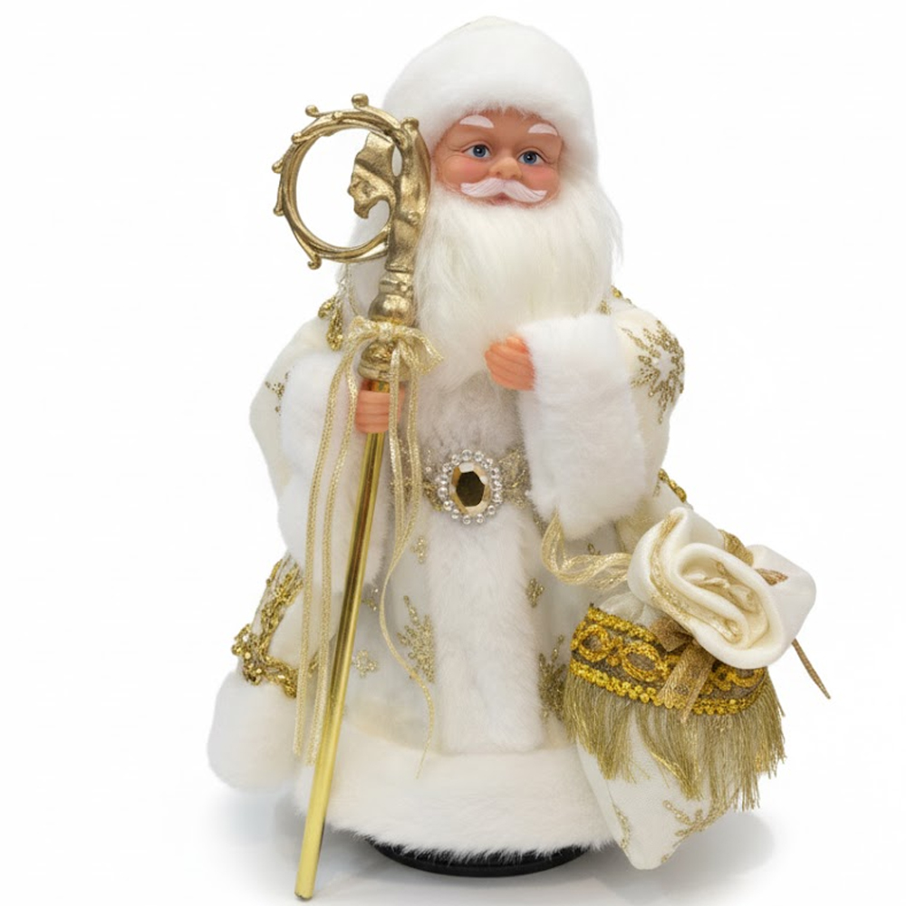 Adorno Navideño Papa Noel  JT25-ZST037 C/Baston/Musica 30CM - Blanco