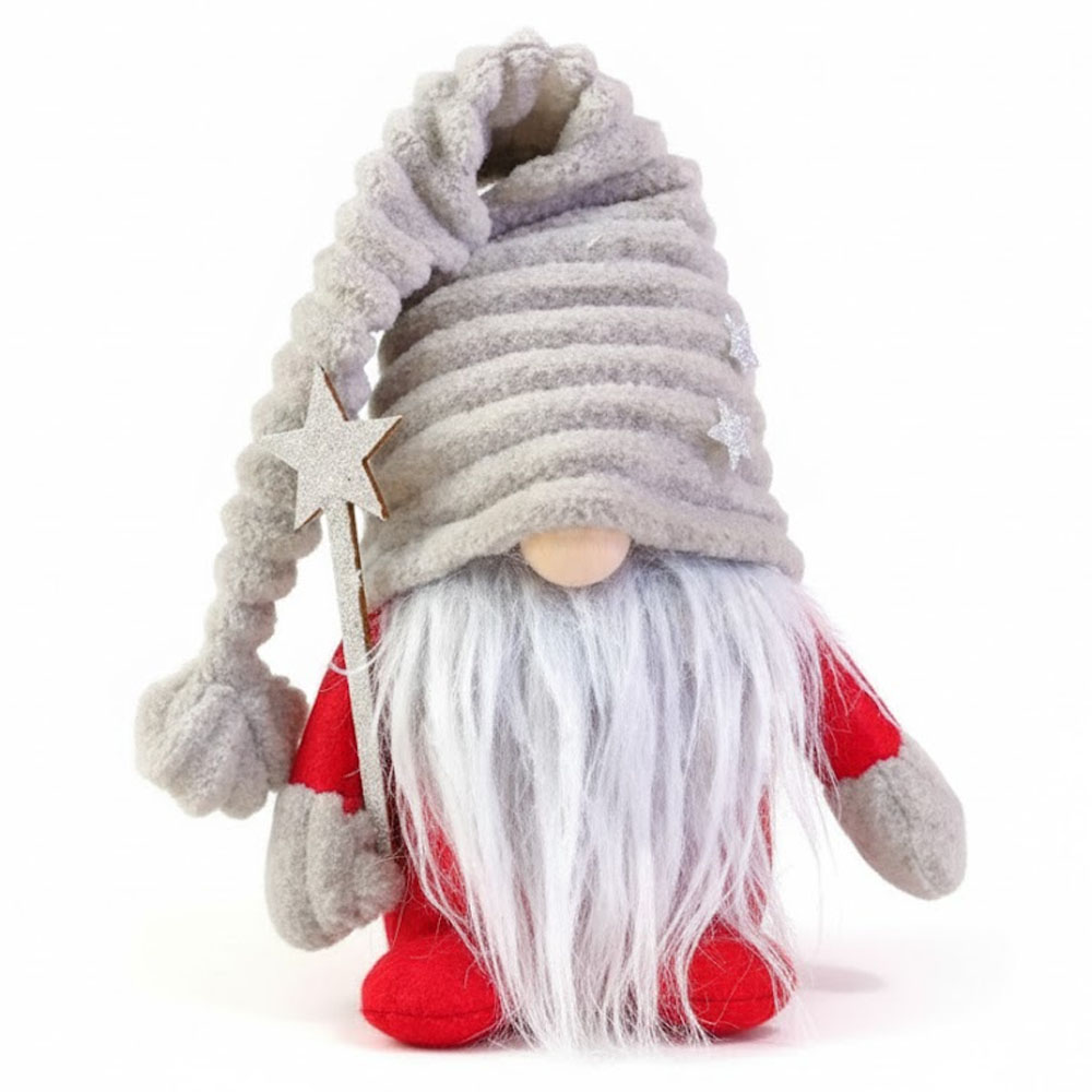 Adorno Navideño Duende L8-249 con Barita 39CM - Rojo/Gris