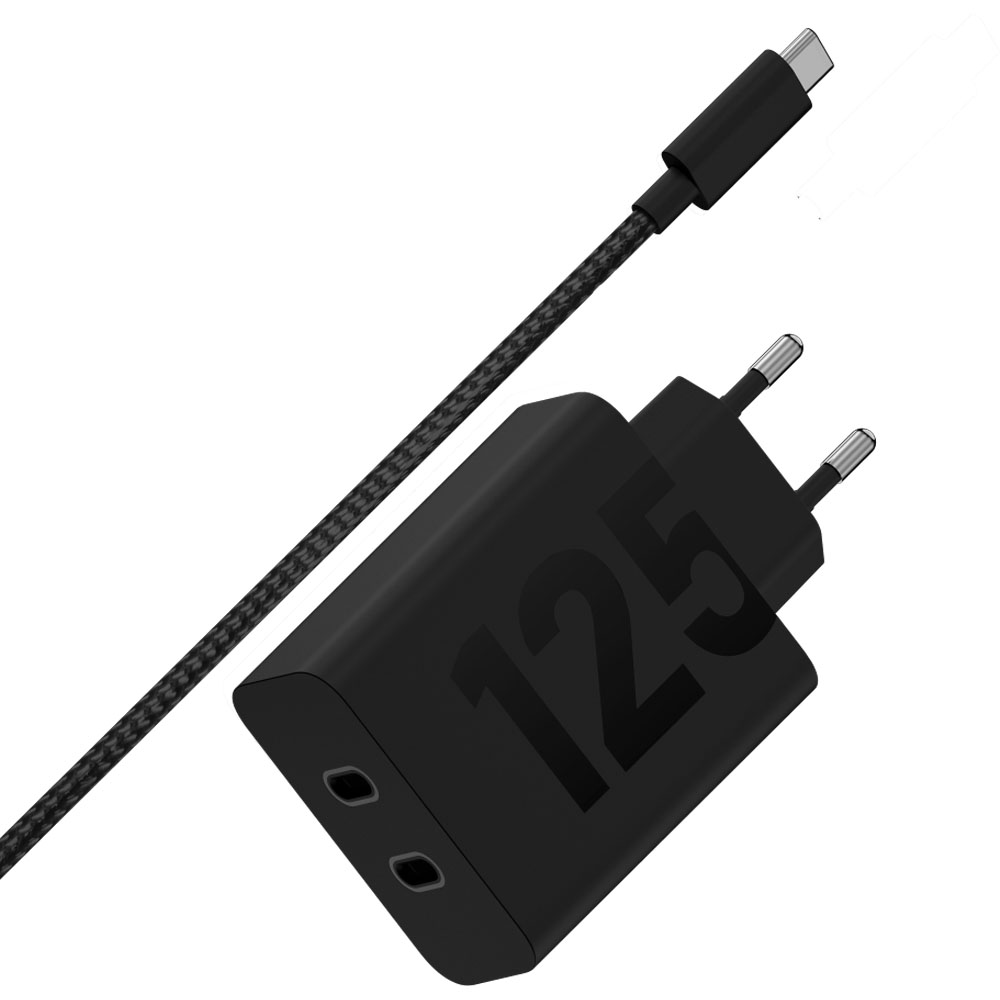Cargador Motorola Turbo Power MCD-1259 125W Dual USB-C con Cable - Black