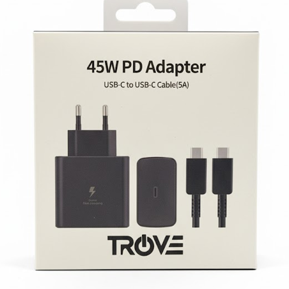 Cargador Trove PD Fast 45W 1USB-C / Con Cable USB-C - Black