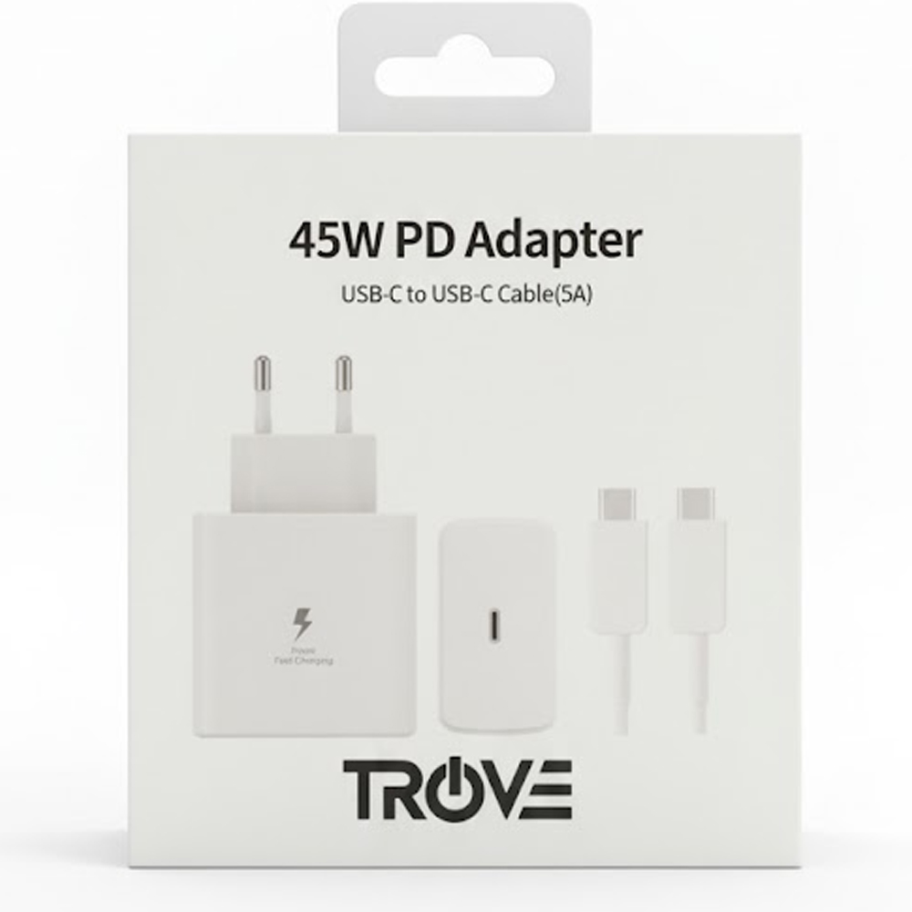 Cargador Trove PD Fast 45W 1USB-C / Con Cable USB-C - White