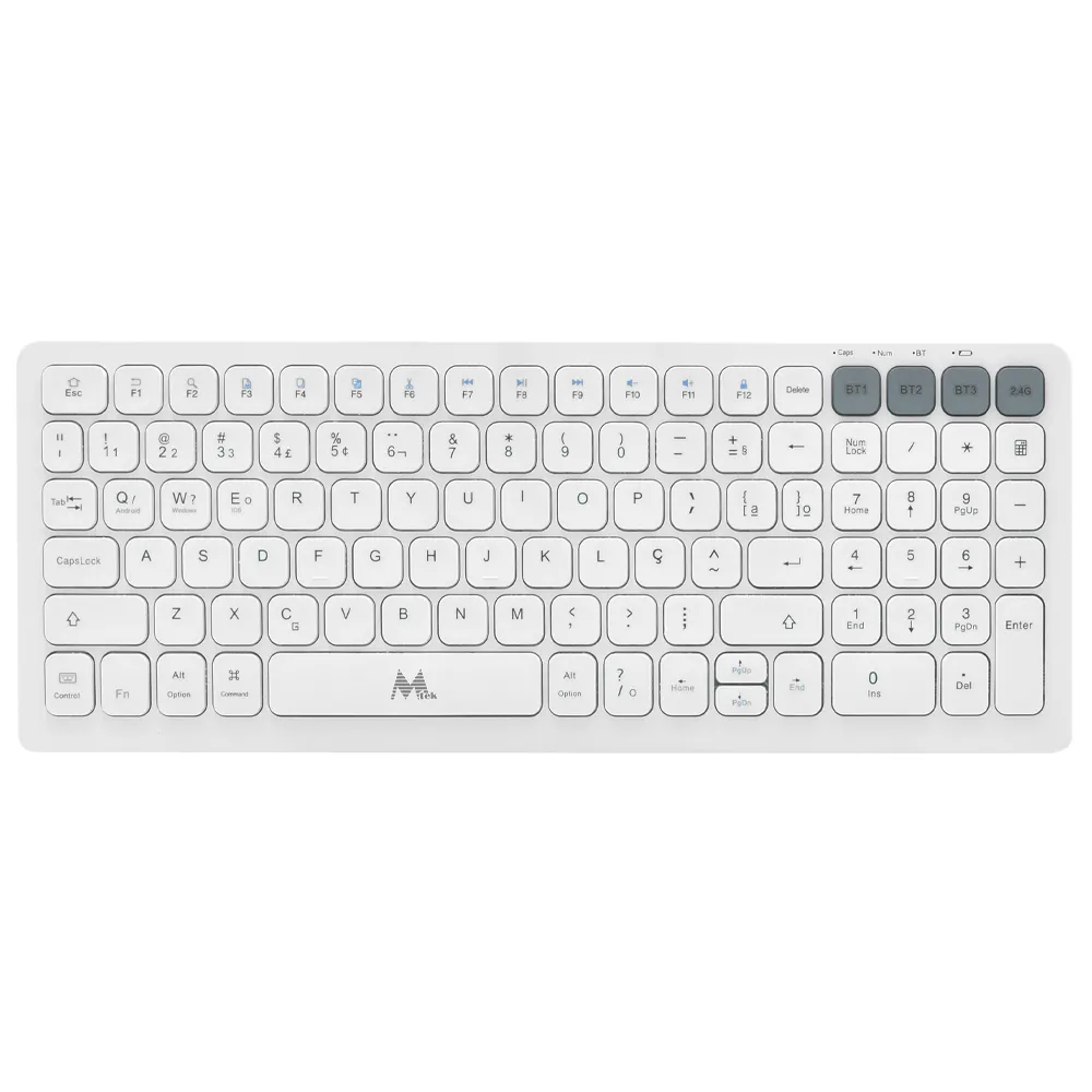 Teclado Mtek KWB-2670 Wireless/Bluetooth Portugues - Blanco