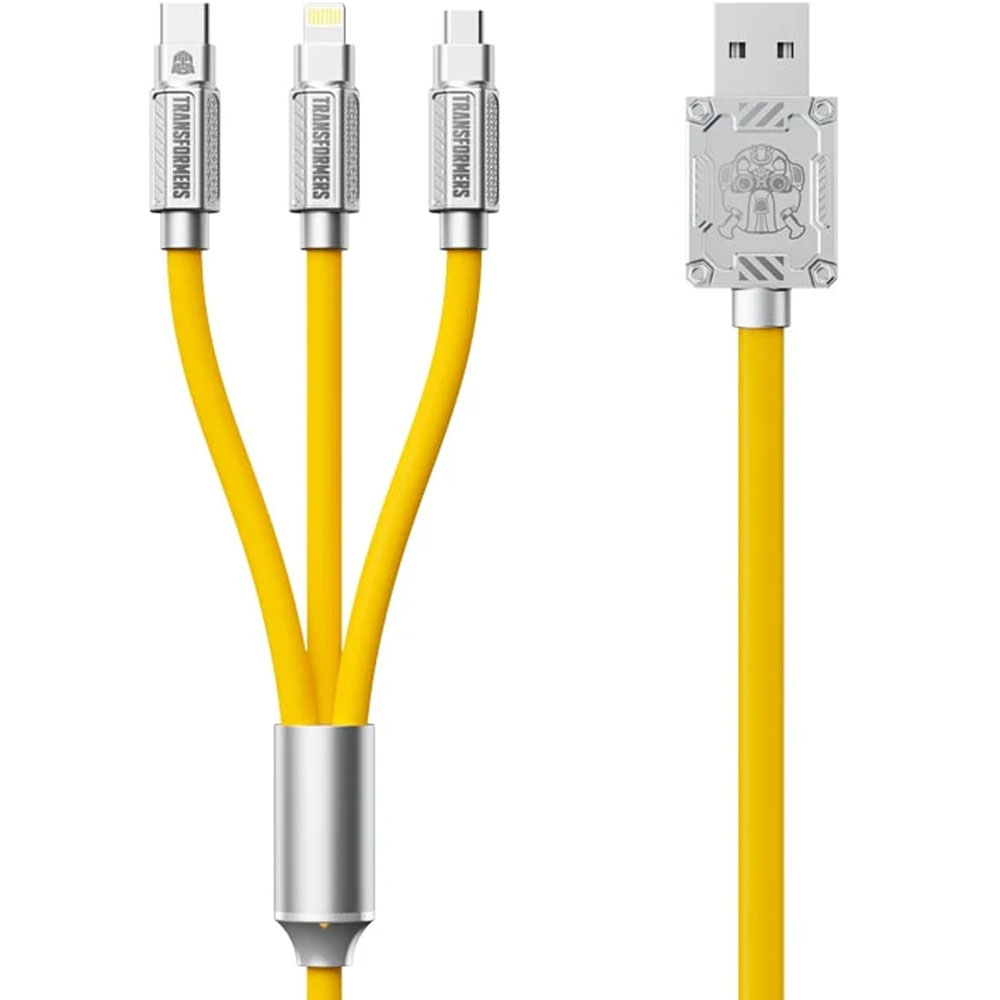 Cable Transformers 3 en 1 Micro-USB/ USB-C/ iPhone TF-A03 - Yellow