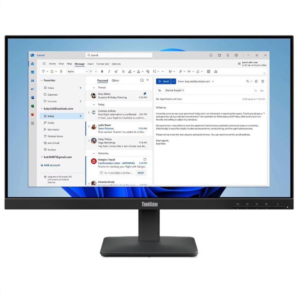 Monitor 24'' Thinkvision S24-4E 64B5KAR1LA FHD/VGA/HDMI 60HZ