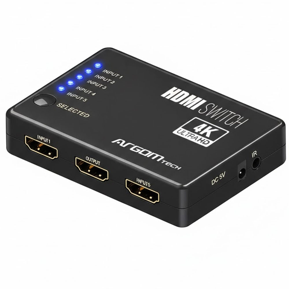 Hub Switch Argom HDMI 5P ARG-AV-5125 A00572 4K ULTRA HD - Negro