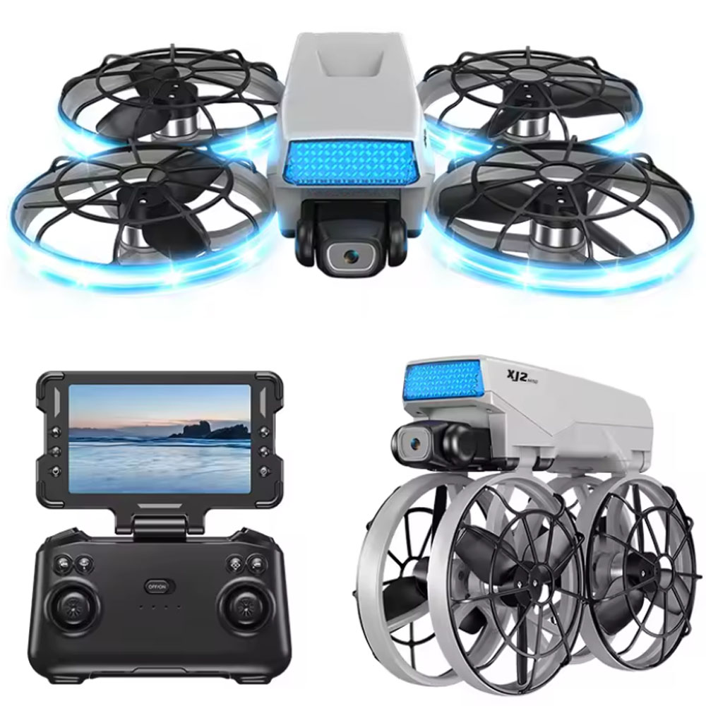 Drone Hetzer XJ2 con Control/ Pantalla/ 180°/ 100 Metros/ 2 Baterias - Silver