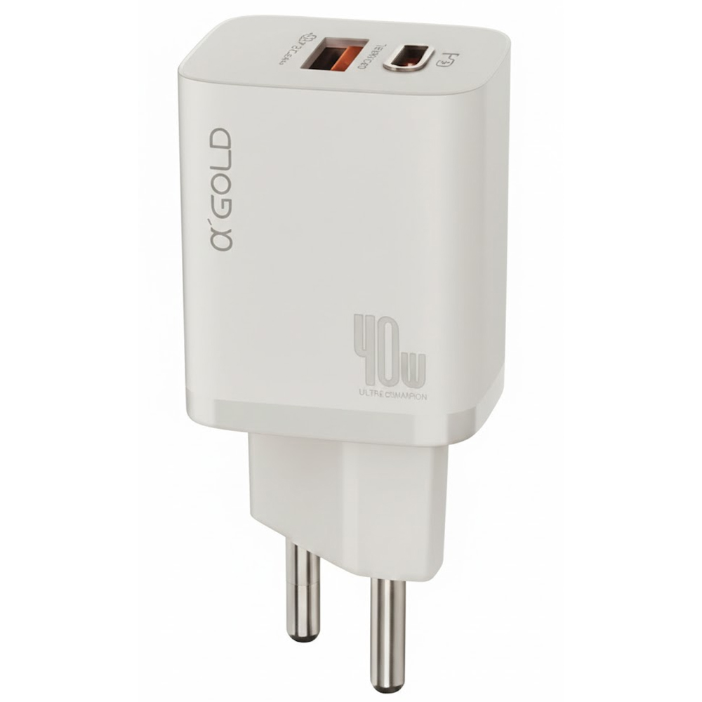Cargador A'Gold Pro CA42-4 Fuente USB-A/USB-C 40W S/CABLE - White