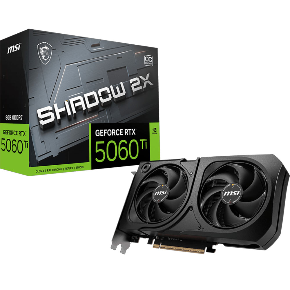 Placa de Video MSI GeForce RTX5060Ti Shadow 2X OC Plus 8Gb GDDR7