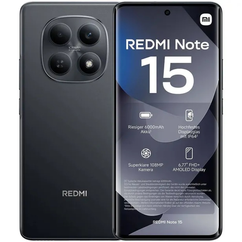 Smartphone Xiaomi Redmi Note 15 6.77" DS LTE 8/256GB 108+8/20MP 45W - Black (US)