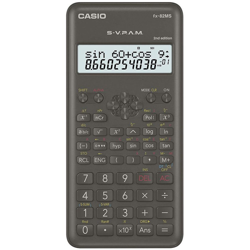 Calculadora Casio FX-82MS 2nd Edition de 12 Dígitos/Pila - Negro