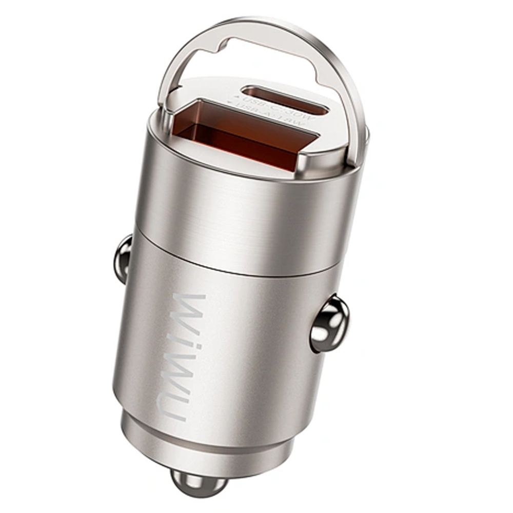 Cargador Vehicular Wiwu Nano WI-QC028 USB-A/USB-C 30W - Titanium