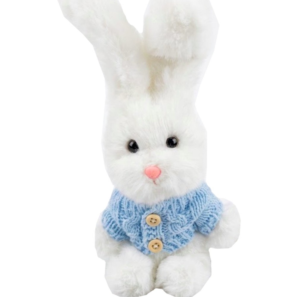 Peluche  Conejo MZ-316  18CM Con Sueter Azul Conejo