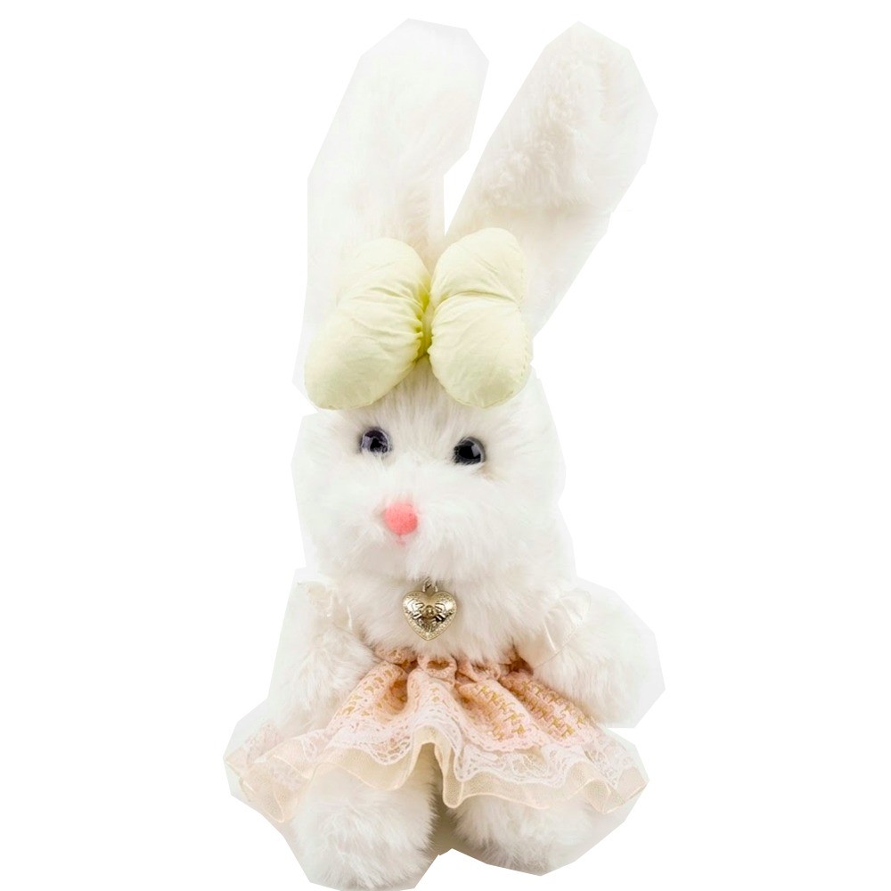 Peluche Conejo MZ - 321 18CM Con Vestido Crema