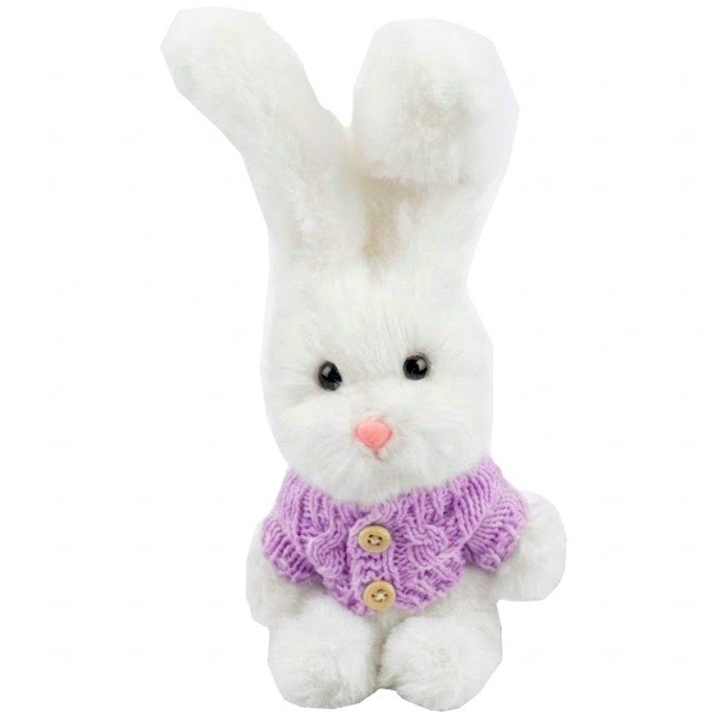 Peluche Conejo  MZ-317 18CM Con Sueter Lila