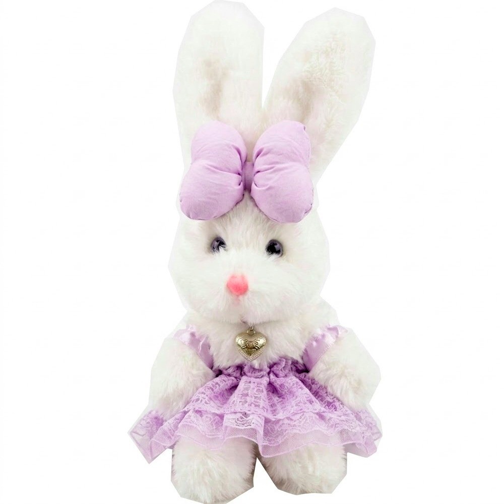 Peluche Conejo MZ-320 18CM Con Vestido Lila