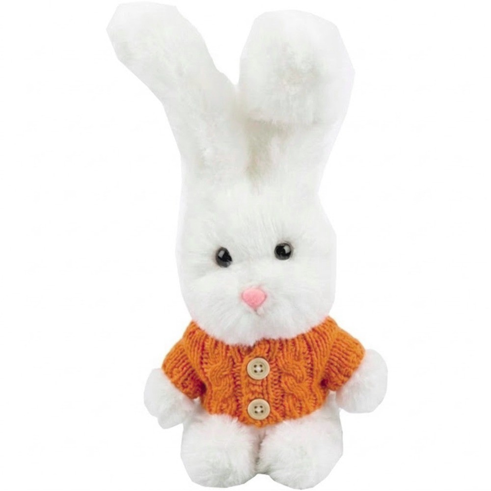 Peluche Conejo  MZ-316 18CM Con Sueter Naranja
