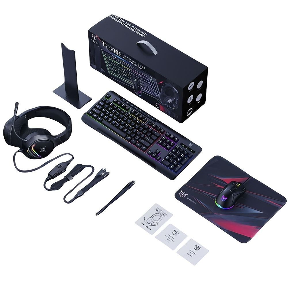 Teclado Onikuma Gaming TZ5008 5EN1+Mouse+Auricular+Mousepad+Stand RGB