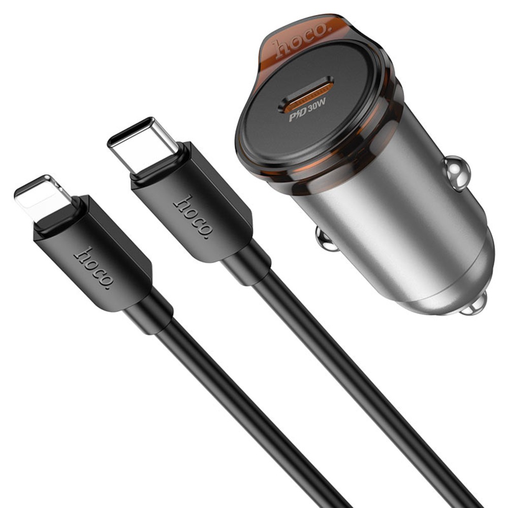 Cargador Vehicular Hoco NZ16B Dual USB-C C/CABLE USB-C/Lightning