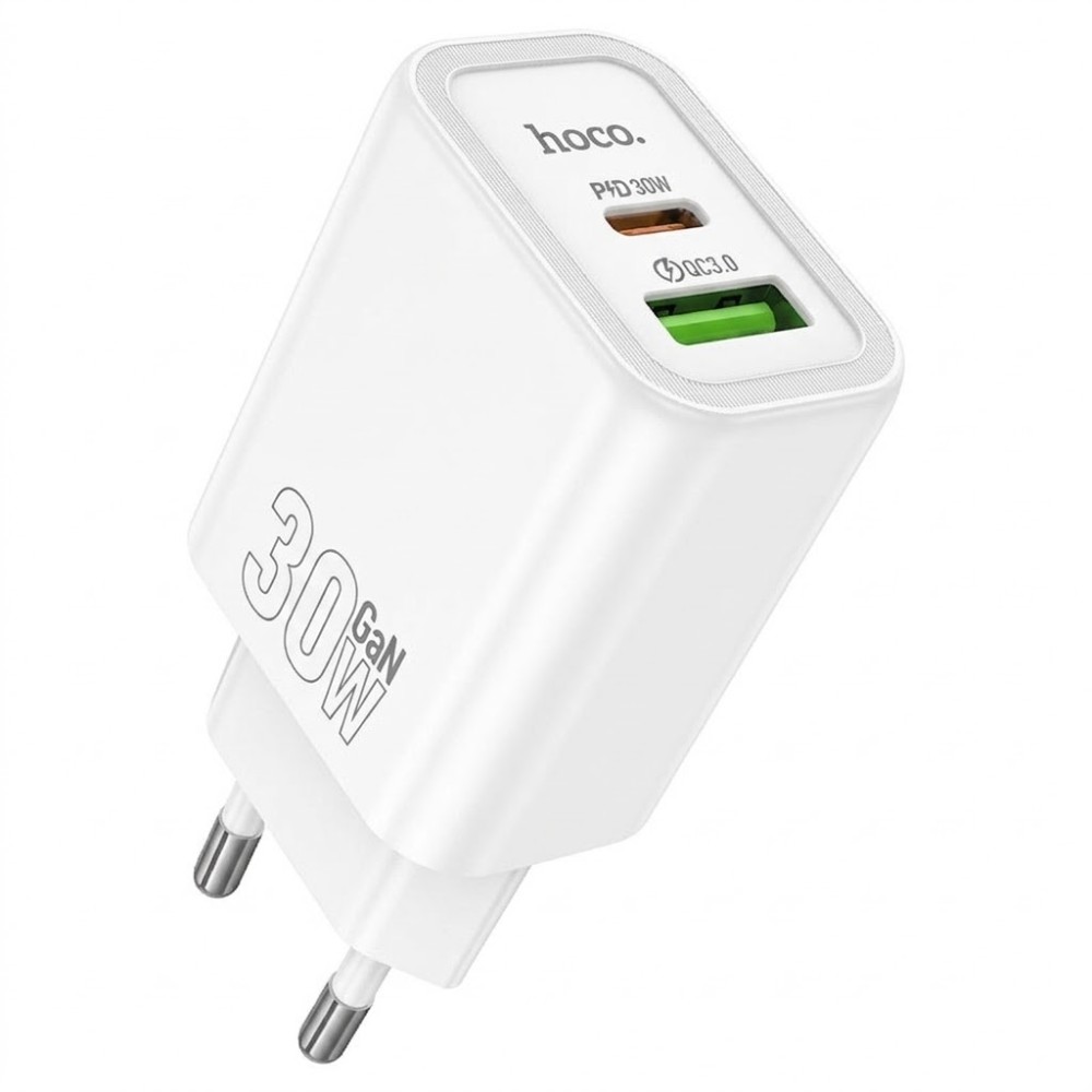 Cargador Hoco N63 USB-A/USB-C 30W Fuente - White