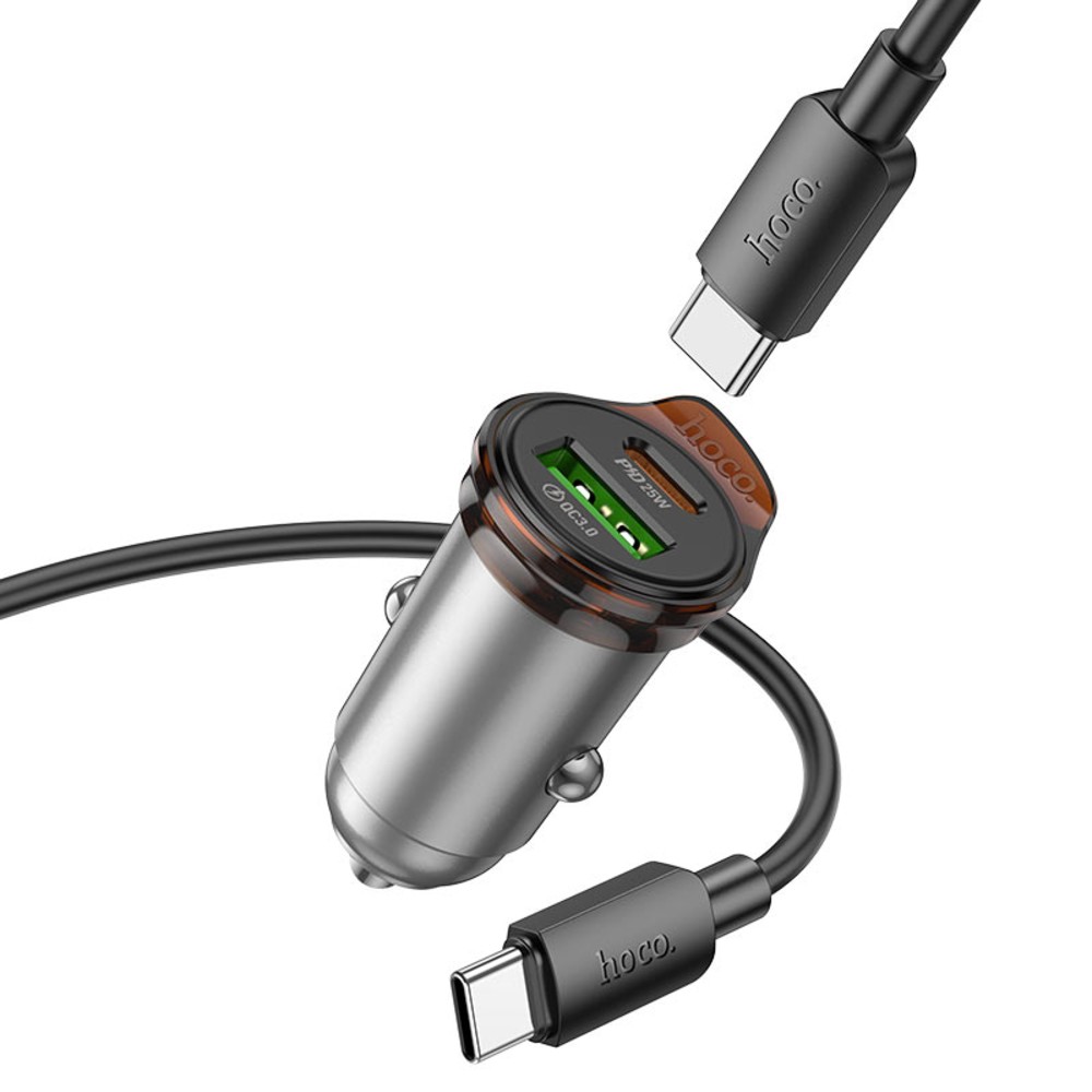 Cargador Vehicular HOCO NZ16A USB-A/USB-C C/CABLE USB-C/USB-C