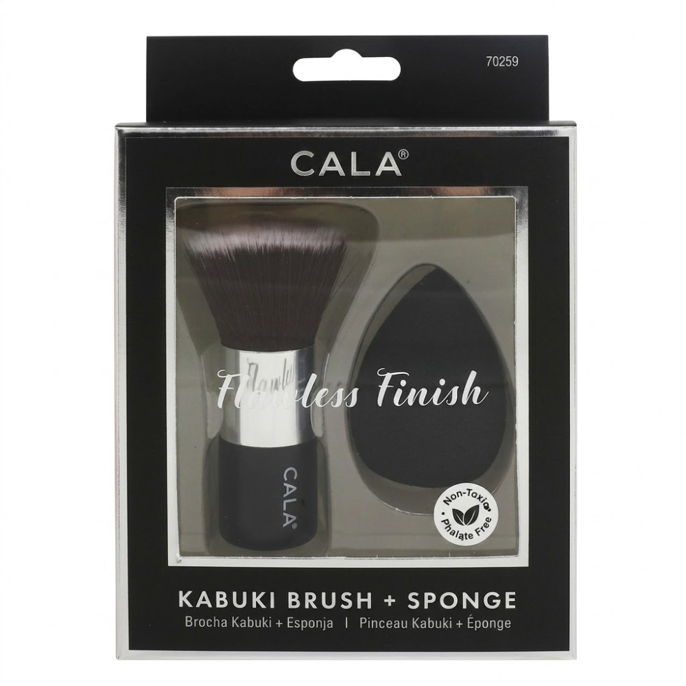 Set Brocha Y Esponja Cala Kabuki Black