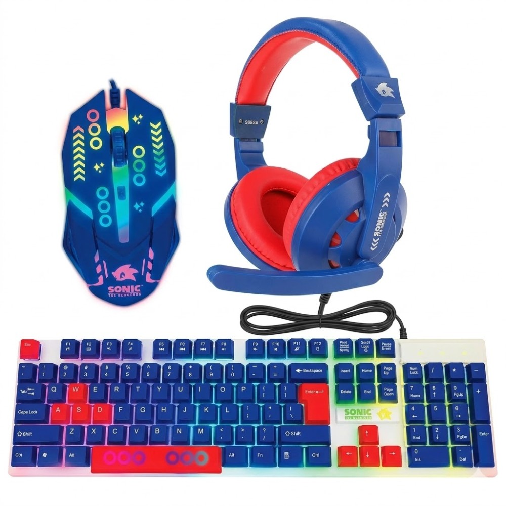 Teclado Vivitar LVLUP + Kit GAM745211-BLU-STK-6 Sonic 3 Mouse + Auricular (Caja Fea)