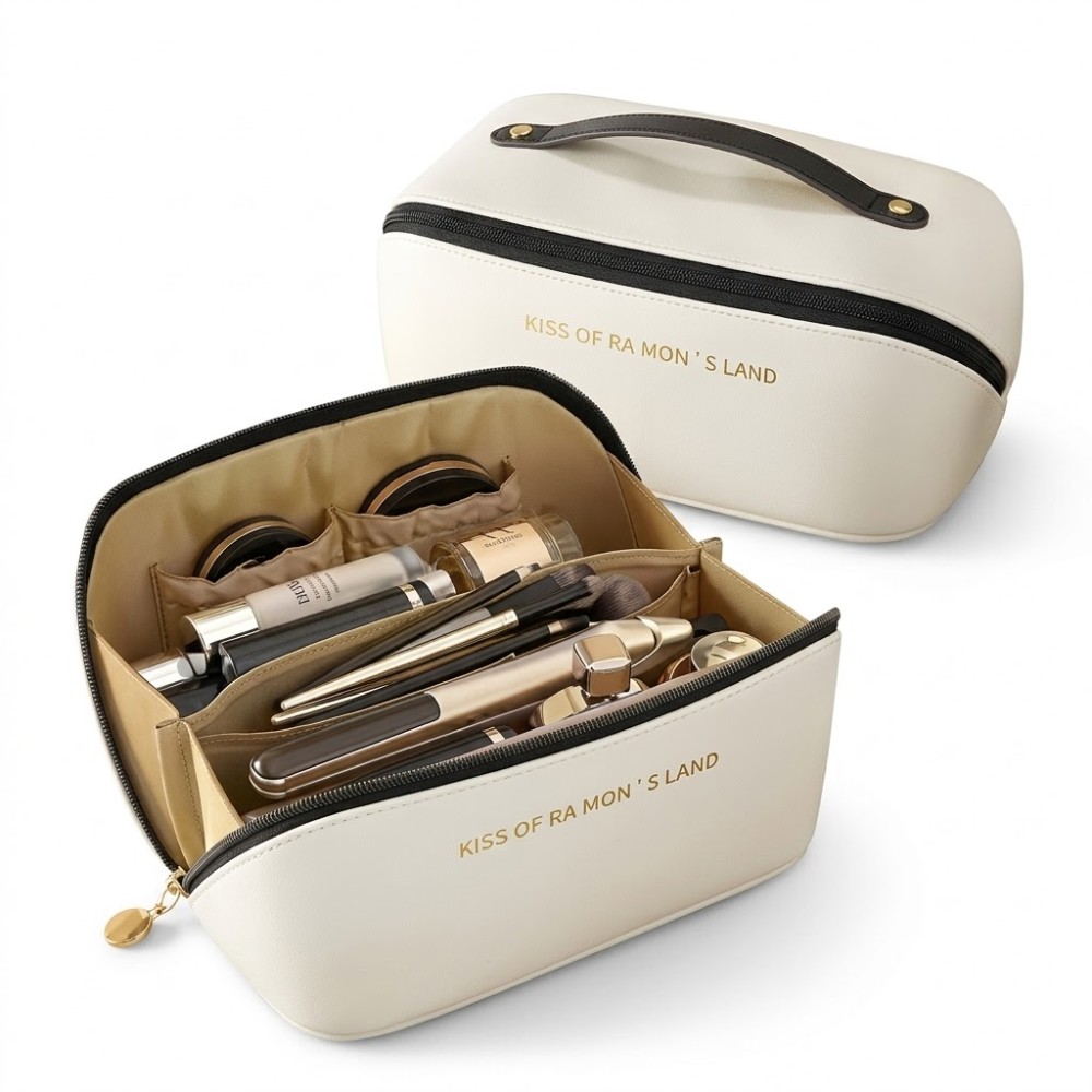 Bolsa P/Maquillaje MZ-480 Blanca/Rayas Negras
