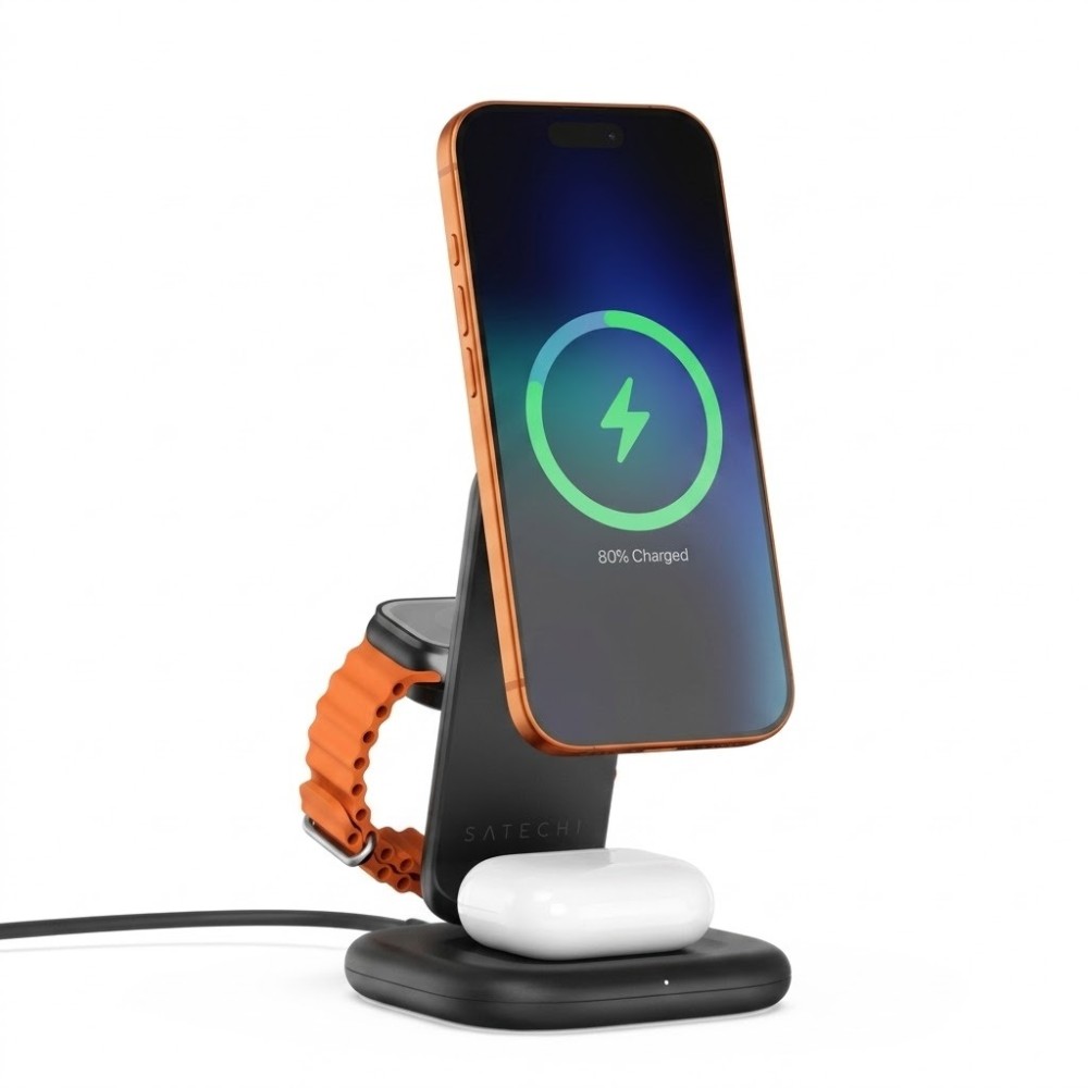 Cargador Satechi ST-Q25F31C-EA 3IN1 FOLDABLE QI2 Wireless