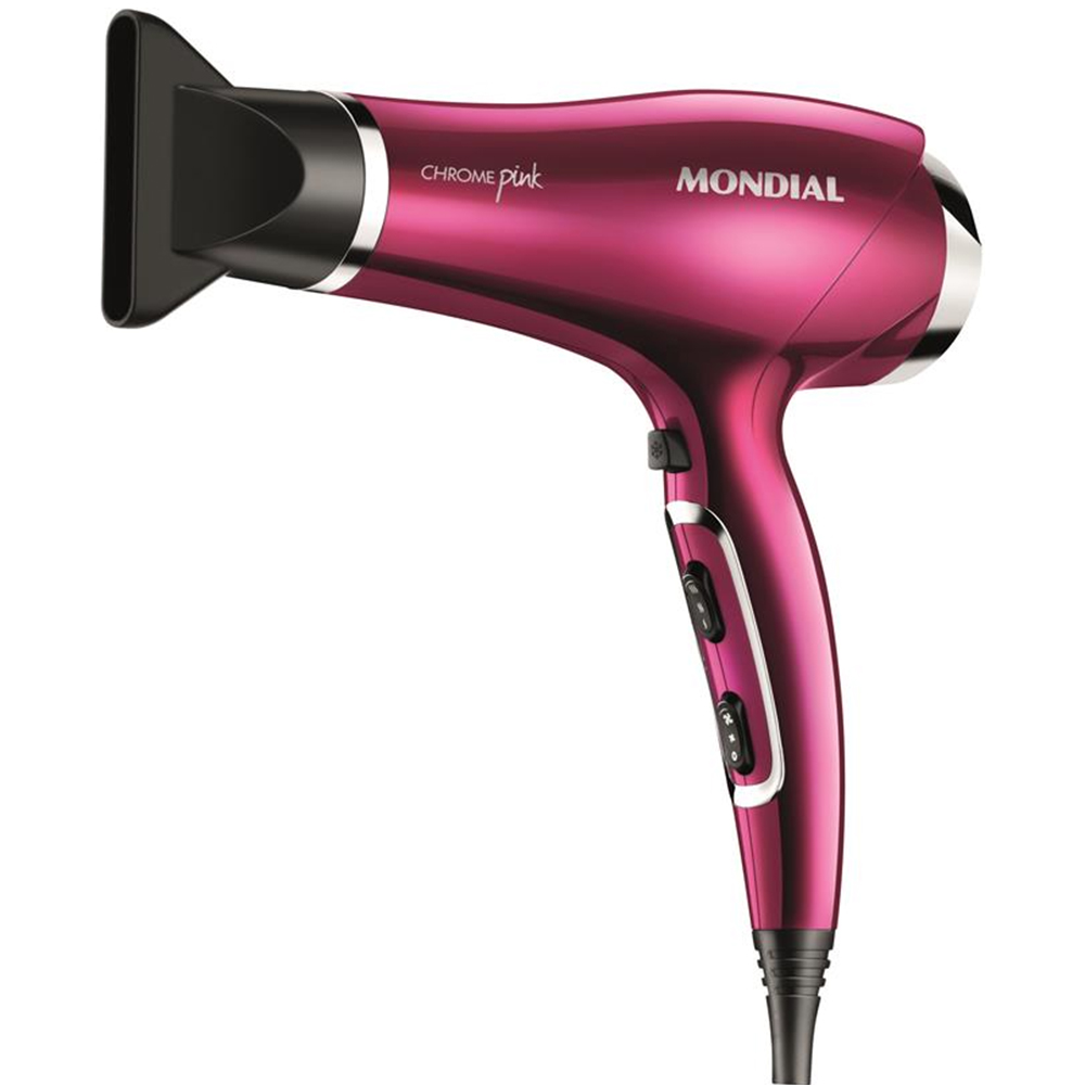 Secador de Cabello Mondial Chrome Pink Line SC-36 con 2000W/127V - Rosa Oscuro