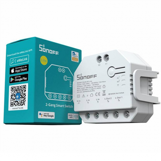 Interruptor Smart Sonoff Lite DUALR3 2-Gang Wi-Fi Smart Switch - Blanco