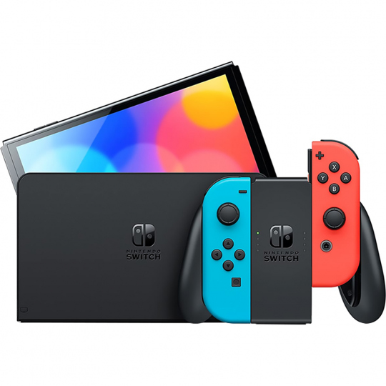 Consola Portátil Nintendo Switch OLED de 7" con Wi-Fi/Bluetooth/HDMI Bivolt - Azul Neón/Rojo Neón