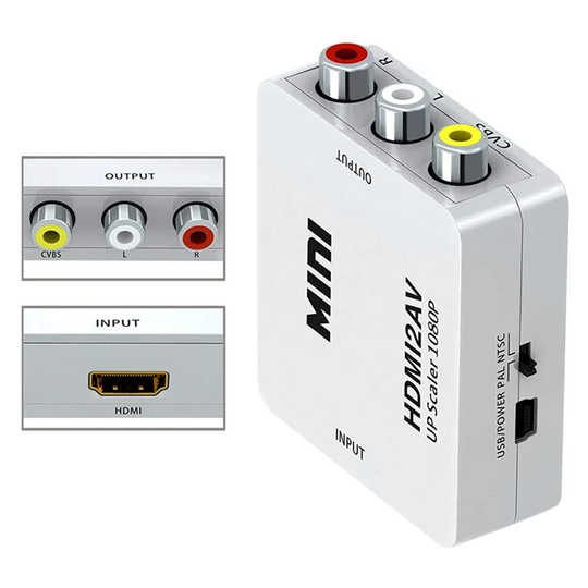 Conversor AV/RCA a HDMI Full HD 1080p HDMI2AV - Blanco