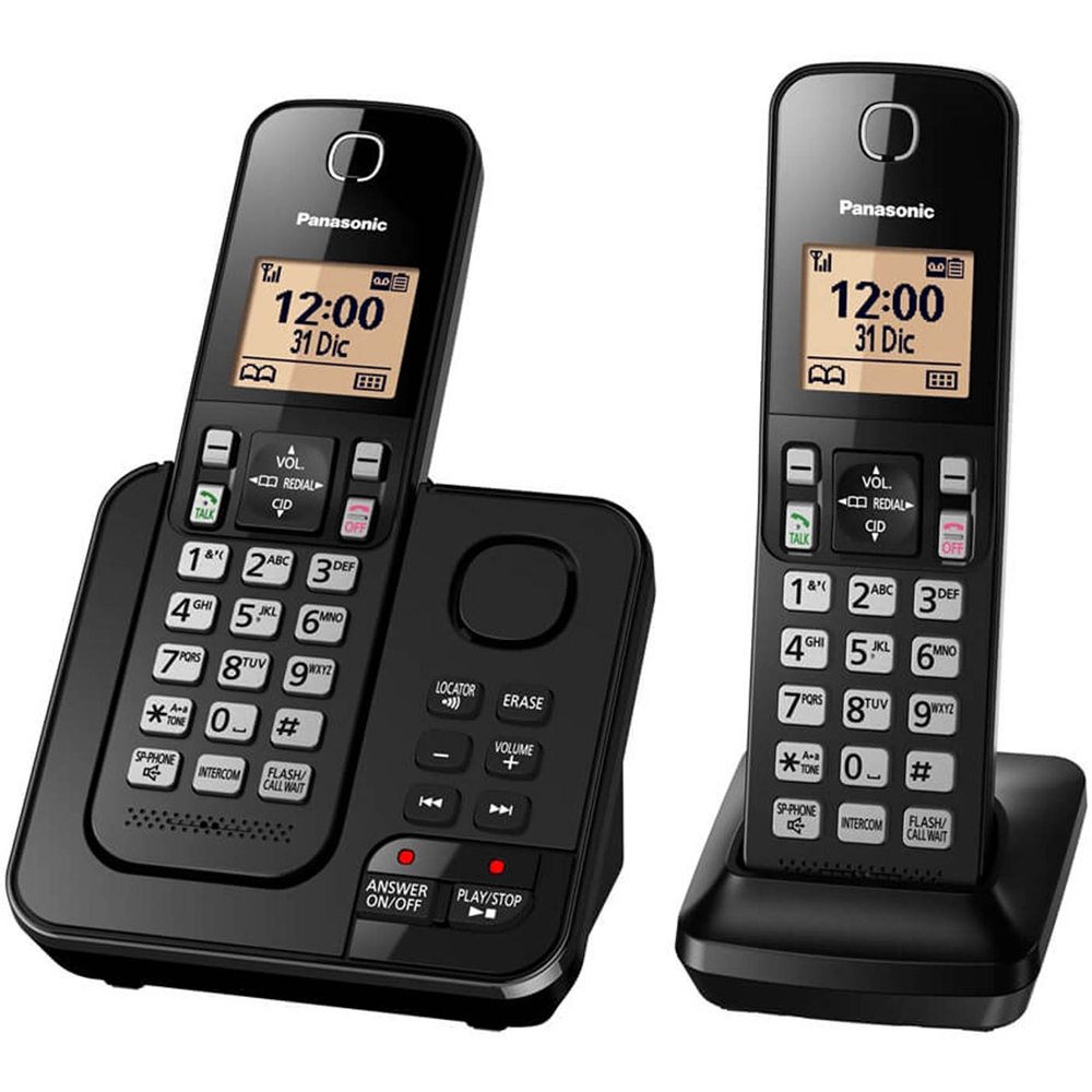 Teléfono Inalámbrico Panasonic KX-TGC362LAB con Identificador de Llamadas (2 Unidades) - Negro