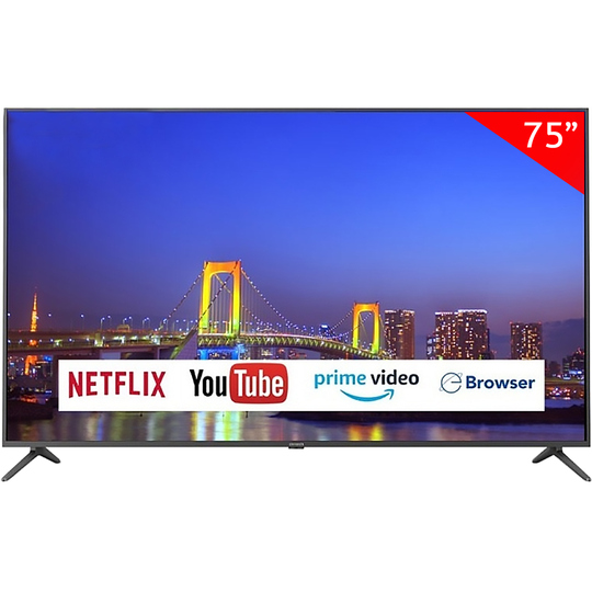 TV LED de 75" Aiwa AW75B4K 4K con Wi-Fi/HDMI/USB/Bivolt - Negro