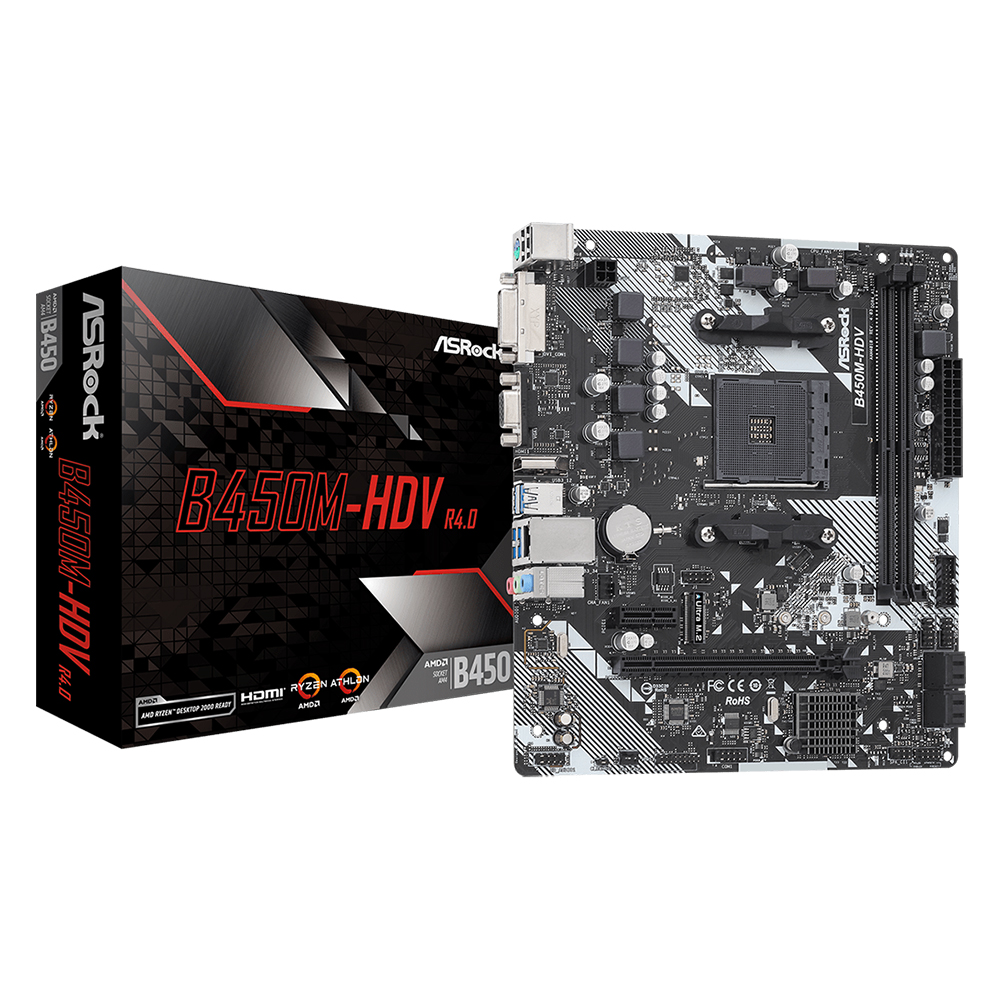 Placa Madre ASRock B450M-HDV R4.0 Socket AMD AM4/Micro ATX - hasta 2 DDR4