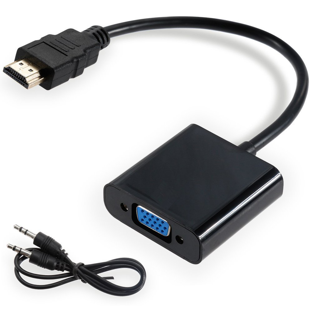 Adaptador Genérico HDMI Macho A VGA Hembra C/Audio  - Negro