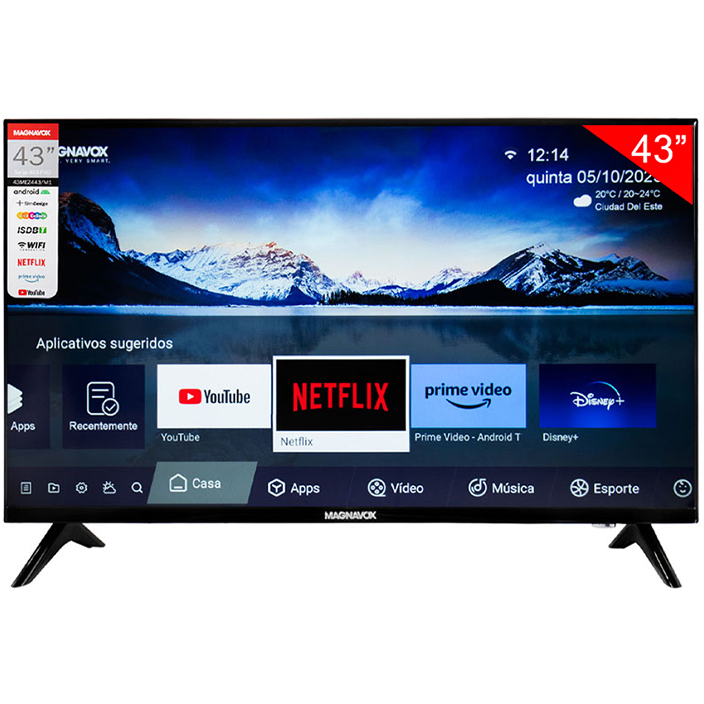 Smart TV LED de 43" Magnavox 43MEZ443/M1 Full HD con Wi-Fi/TV Digital/Android - Negro